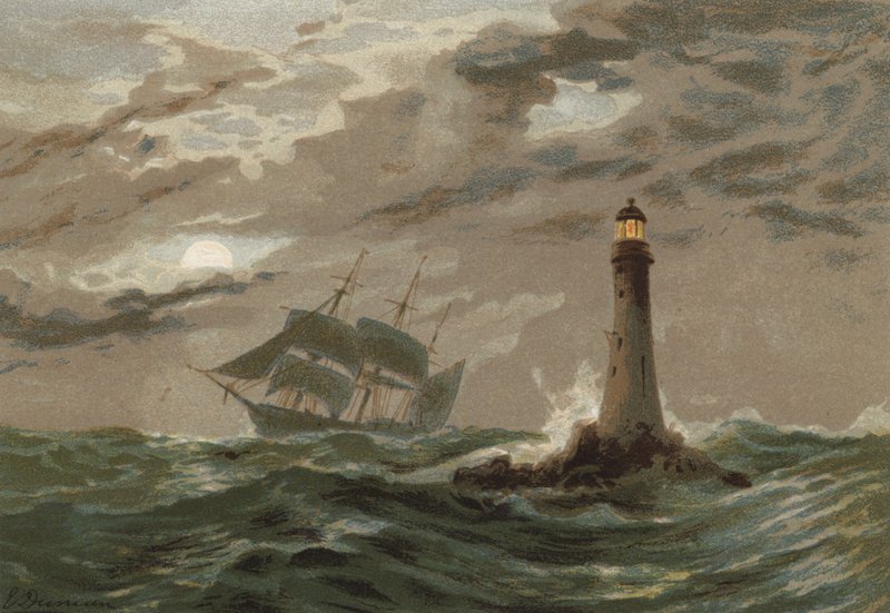 Moonlight, Eddystone Lighthouse by Edward Duncan