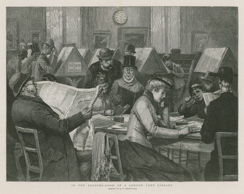 In the reading room of a London free library by Edward Frederick Brewtnall