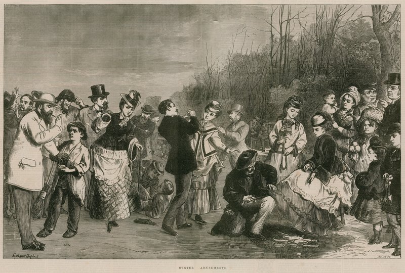 Winter amusements - skating in Hyde Park, London by Edward Hughes