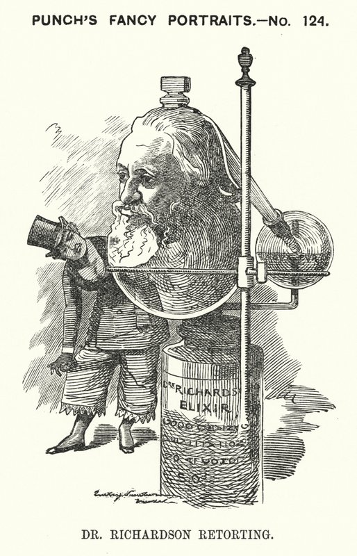 Punch cartoon: Benjamin Ward Richardson, English physician by Edward Linley (after) Sambourne