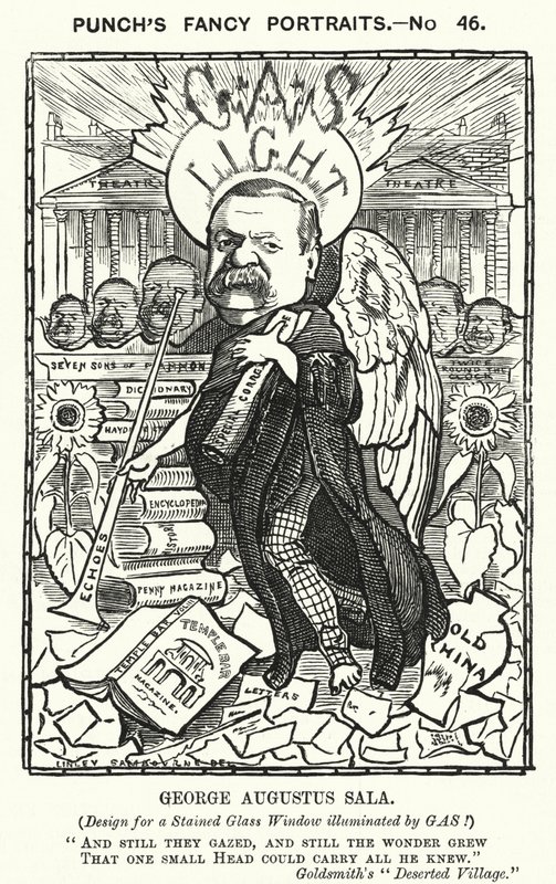 Punch cartoon: George Augustus Sala, English author and journalist by Edward Linley (after) Sambourne