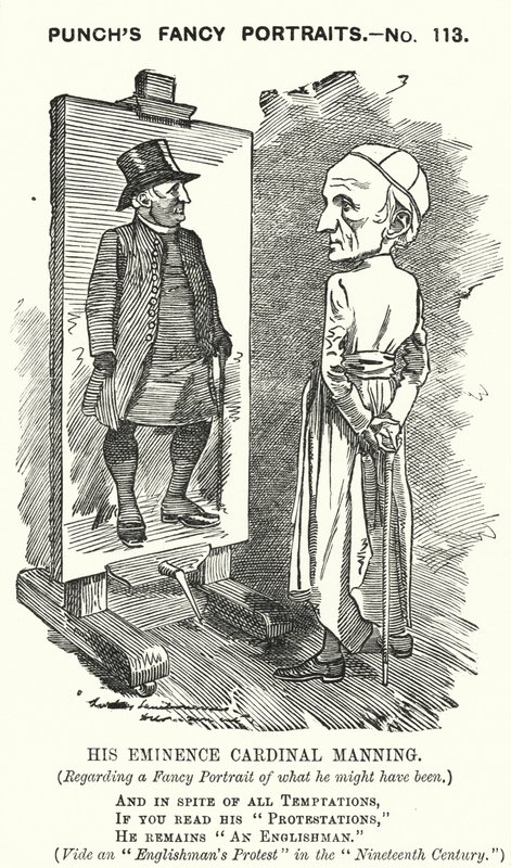 Punch Cartoon: Henry Edward Manning, English Cardinal and Catholic Archbishop of Westminster by Edward Linley (after) Sambourne