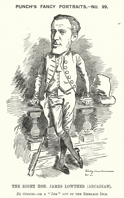 Punch cartoon: James Lowther, English Conservative politician and sportsman by Edward Linley (after) Sambourne