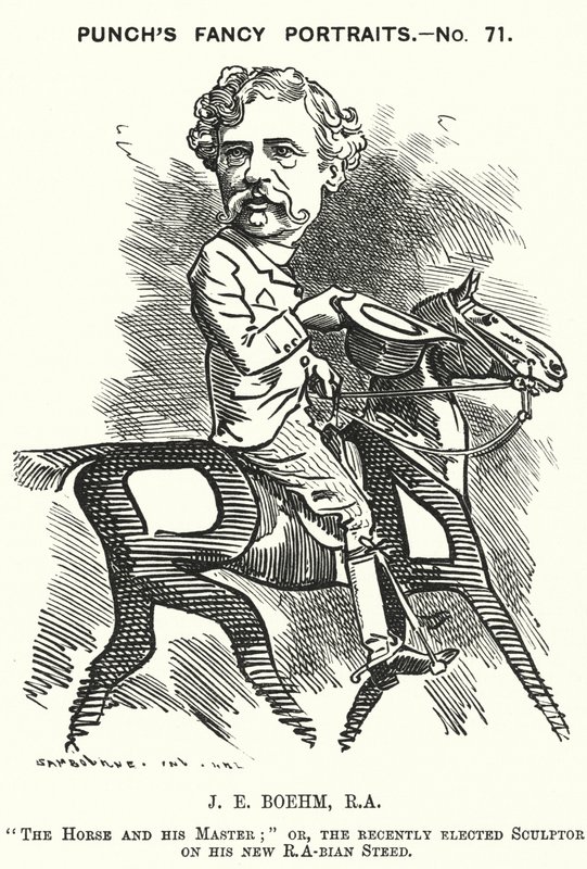 Punch cartoon: Joseph Edgar Boehm, English sculptor by Edward Linley (after) Sambourne