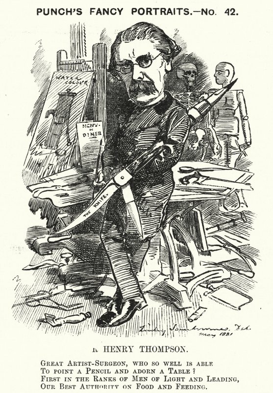 Punch cartoon: Sir Henry Thompson, English surgeon by Edward Linley (after) Sambourne