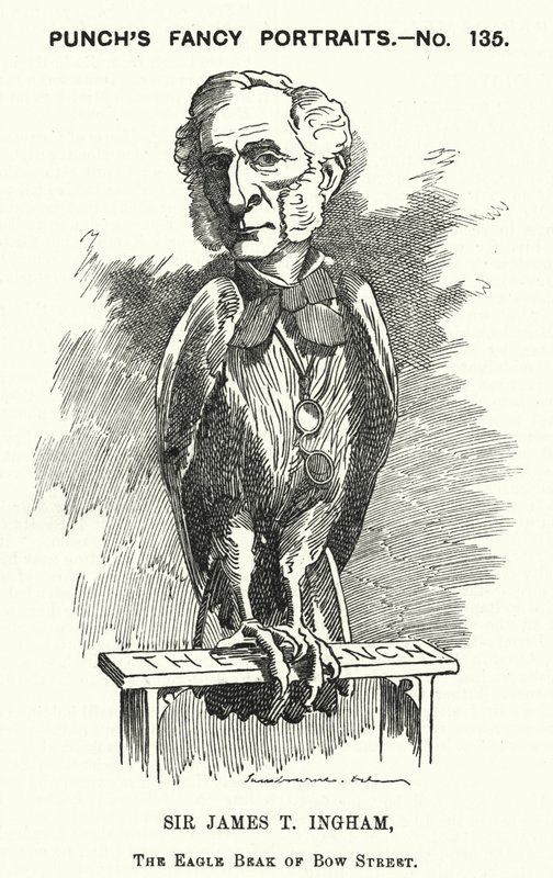 Punch cartoon: Sir James Taylor Ingham, English lawyer and police magistrate by Edward Linley (after) Sambourne