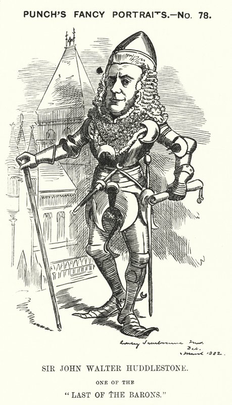 Punch cartoon: Sir John Walter Huddleston, English lawyer and judge by Edward Linley (after) Sambourne