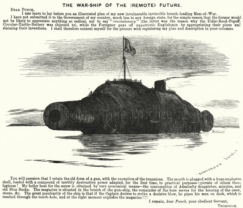 Punch Cartoon: The Warship of the (Remote) Future by Edward Linley (after) Sambourne