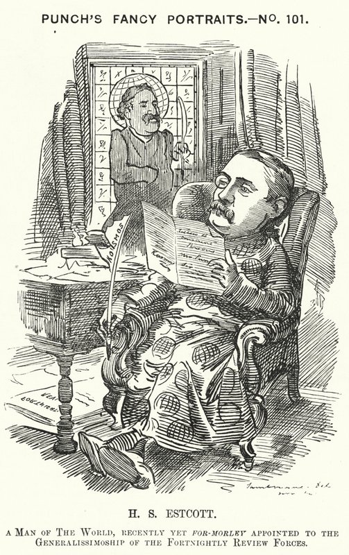 Punch cartoon: Thomas Hay Sweet Estcott, English journalist and editor by Edward Linley (after) Sambourne