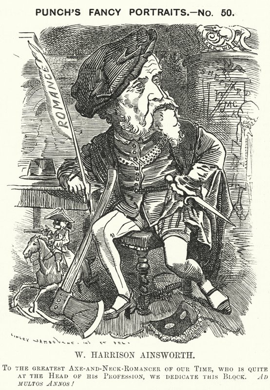 Punch cartoon: William Harrison Ainsworth, English historical novelist by Edward Linley (after) Sambourne