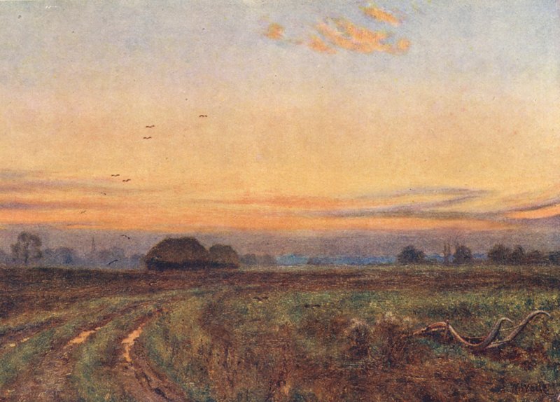 The sun is setting . . . . Earth like a tired child turns her face to the bosom of the night by Edward Wilkins Waite