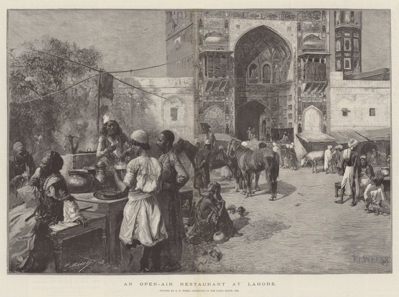 An Open-Air Restaurant at Lahore by Edwin Lord Weeks