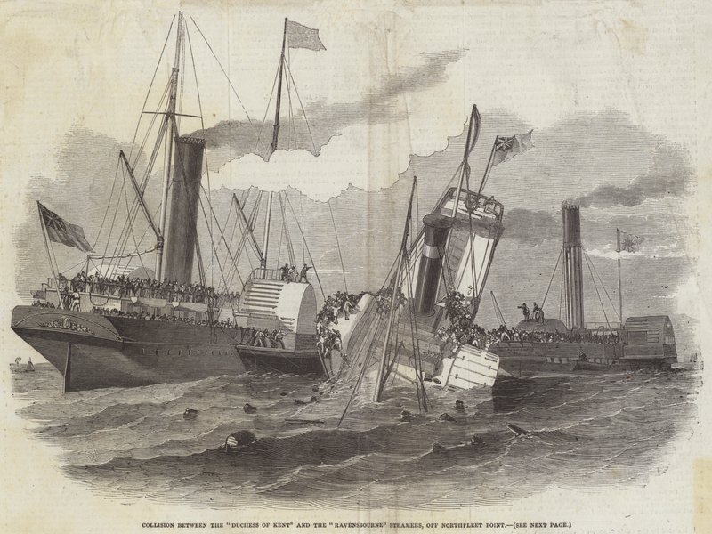Collision between the Duchess of Kent and the Ravensbourne Steamers, off Northfleet Point by Edwin Weedon