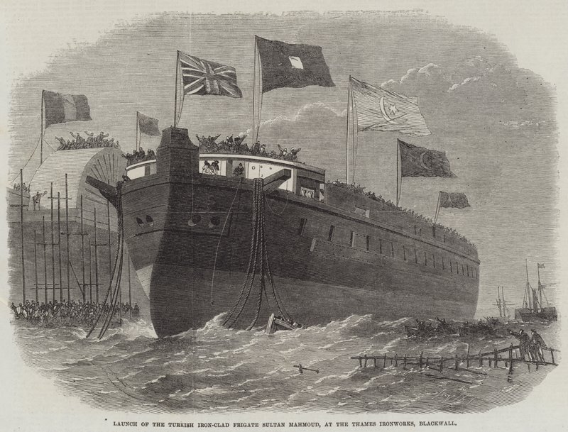 Launch of the Turkish Iron-Clad Frigate Sultan Mahmoud, at the Thames Ironworks, Blackwall by Edwin Weedon
