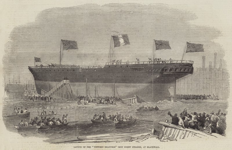 Launch of the Vittorio Emanuele Iron Screw Steamer, at Blackwall by Edwin Weedon