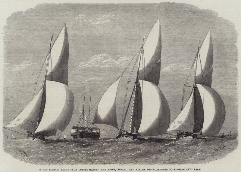 Royal London Yacht Club Cutter-Match, the Niobe, Sphinx, and Vindex off Coalhouse Point by Edwin Weedon