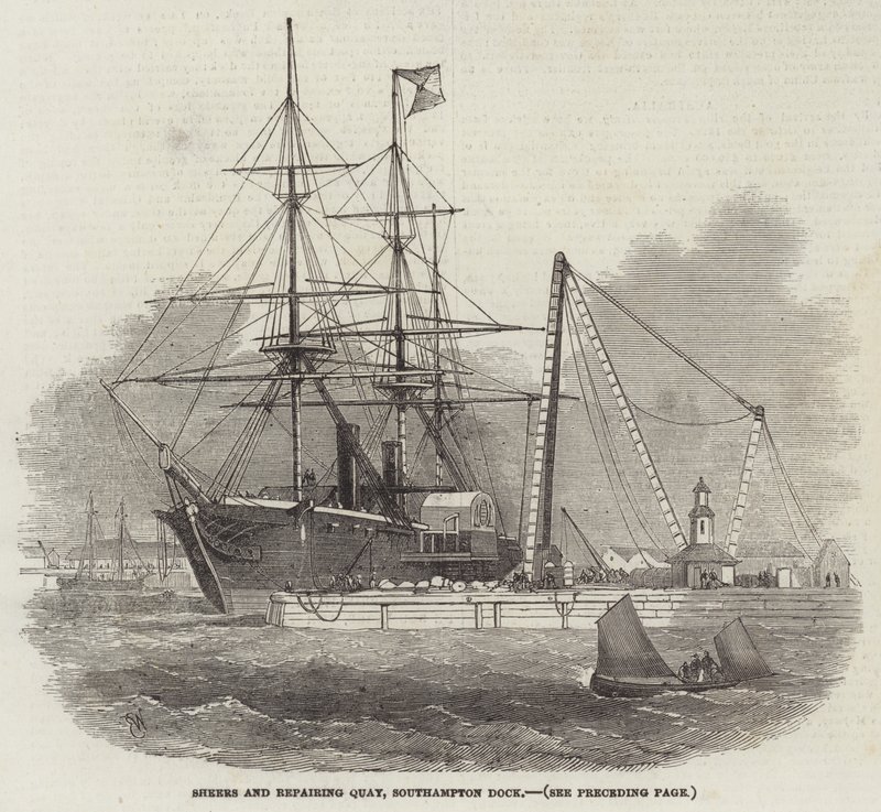 Sheers and Repairing Quay, Southampton Dock by Edwin Weedon