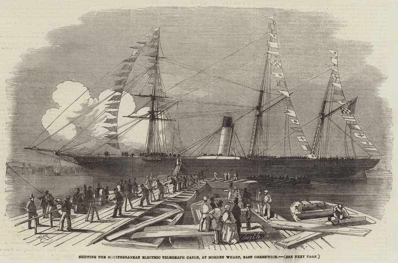 Shipping the Mediterranean Electric Telegraph Cable, at Morden Wharf, East Greenwich by Edwin Weedon