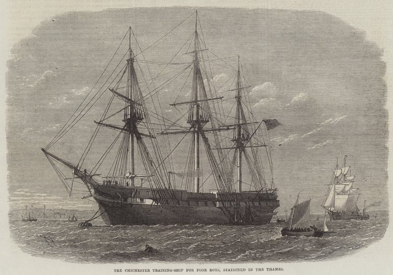 The Chichester Training-Ship for Poor Boys, stationed in the Thames by Edwin Weedon