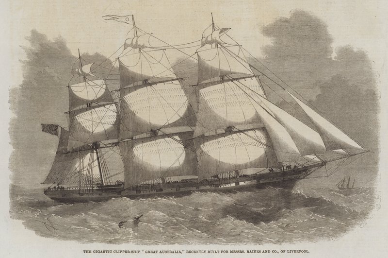 The Gigantic Clipper-Ship Great Australia, recently built for Messers Baines and Company, of Liverpool by Edwin Weedon