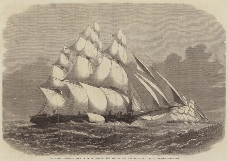 The Great Ship-Race from China to London, the Taeping and the Ariel off the Lizard by Edwin Weedon