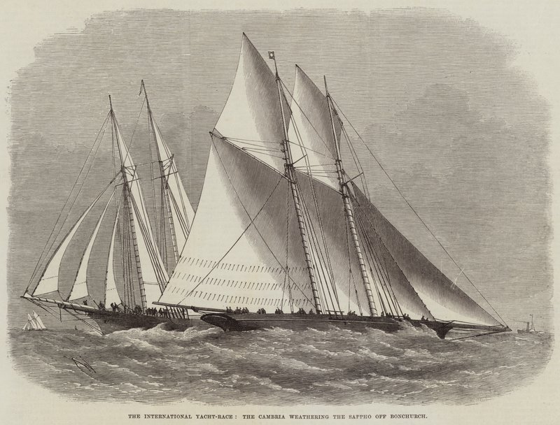 The International Yacht-Race, the Cambria Weathering the Sappho off Bonchurch by Edwin Weedon