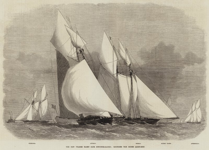 The New Thames Yacht Club Schooner-Match, rounding the Mouse Light-Ship by Edwin Weedon
