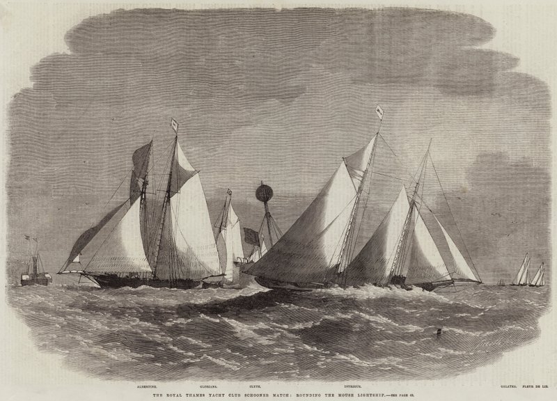 The Royal Thames Yacht Club Schooner Match, rounding the Mouse Lightship by Edwin Weedon