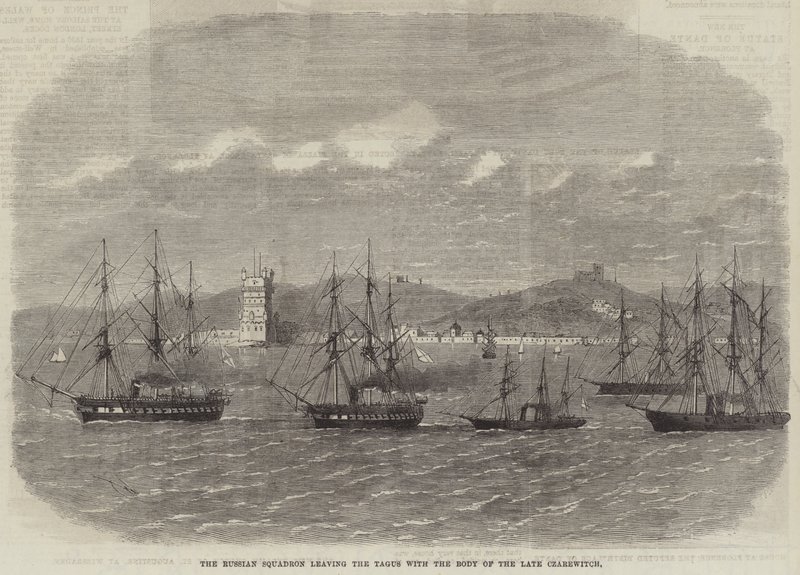The Russian Squadron leaving the Tagus with the Body of the late Czarewitch by Edwin Weedon