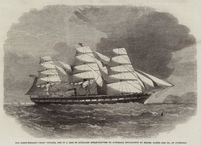 The Screw-Steamer Great Victoria, One of a Line of Auxiliary Steam-Clippers to Australia Established by Messers Baines and Company, of Liverpool by Edwin Weedon