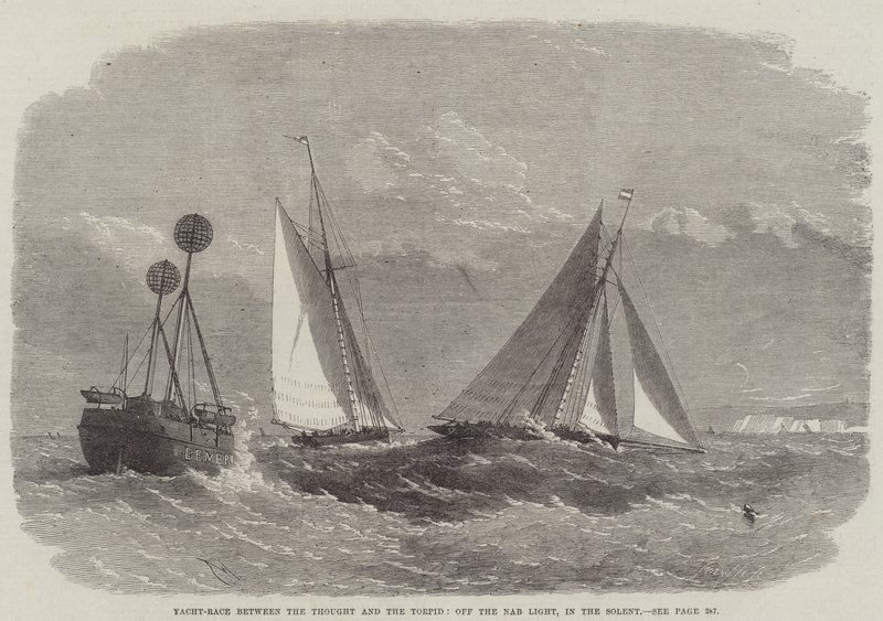 Yacht-Race between the Thought and the Torpid, off the Nab Light, in the Solent by Edwin Weedon