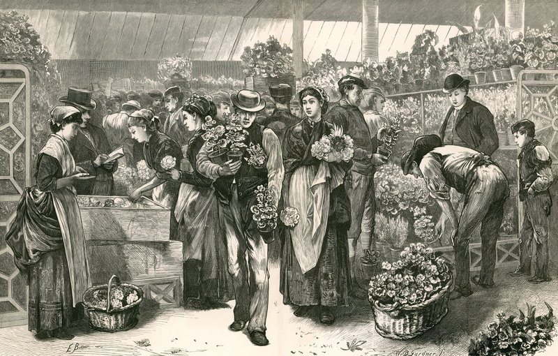 The flower market, Covent Garden, London by Edwin Buckman