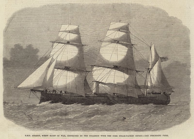 HMS Amazon, Screw Sloop of War, destroyed by the Collision with the Cork Steam-Packet Osprey by Edwin Weedon