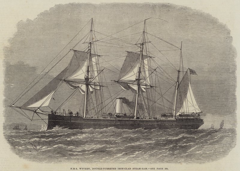 HMS Wyvern, Double-Turreted Iron-Clad Steam-Ram by Edwin Weedon