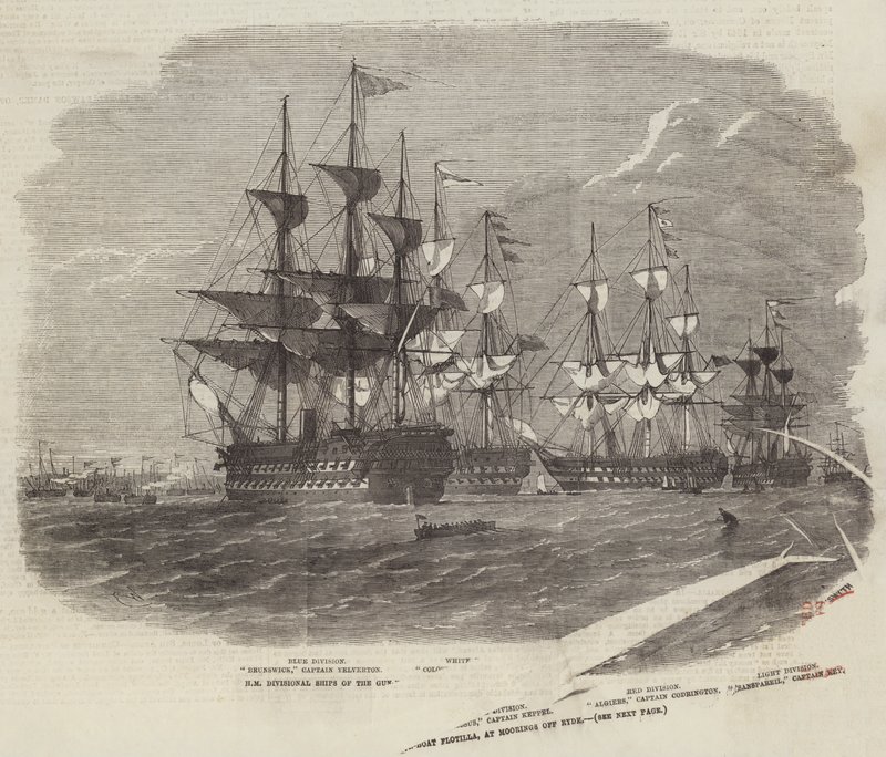 HM Divisional Ships of the Gun-Boat Flotilla, at Moorings off Ryde by Edwin Weedon