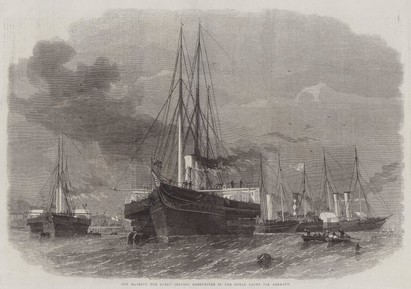 Her Majesty the Queen leaving Greenhithe in the Royal Yacht for Germany by Edwin Weedon