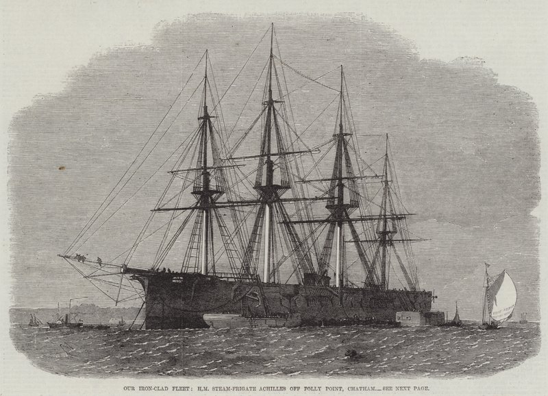 Our Iron-Clad Fleet, HM Steam-Frigate Achilles off Folly Point, Chatham by Edwin Weedon