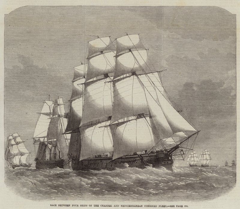 Race between Four Ships of the Channel and Mediterranean Combined Fleet by Edwin Weedon