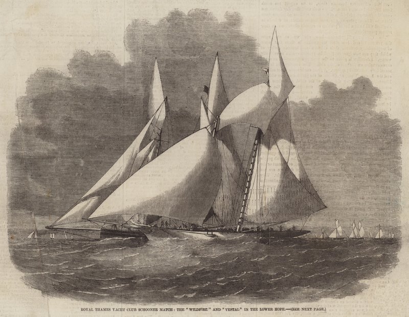 Royal Thames Yacht Club Schooner Match, the Wildfire and Vestal in the Lower Hope by Edwin Weedon