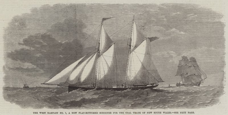 The West Hartley No 1, a New Flat-Bottomed Schooner for the Coal Trade of New South Wales by Edwin Weedon