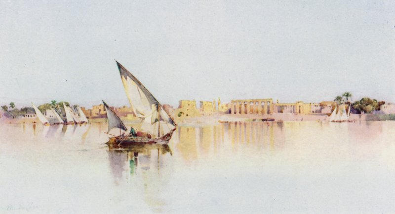 The Temple of Luxor, from the West Bank of the Nile by Ella Du Cane