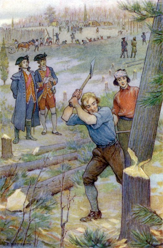 Our Axes... Were Immediately Set to Work to Cut Down Trees by Elmer Boyd Smith