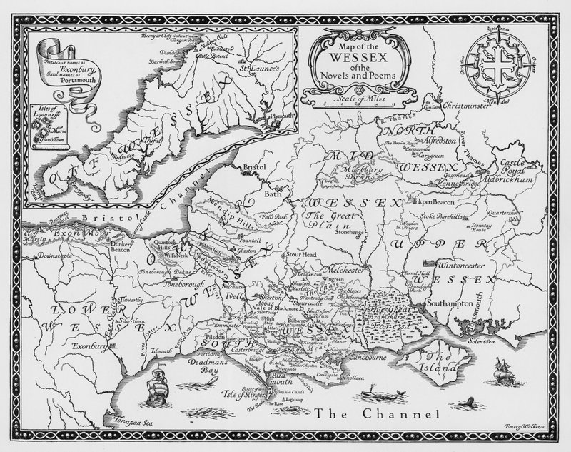Map of the Wessex of the Novels and Poems of Thomas Hardy by Emery Walker