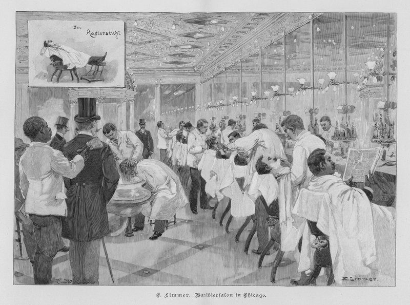 Barbershop in Chicago, Illinois, USA by Emil (after) Limmer