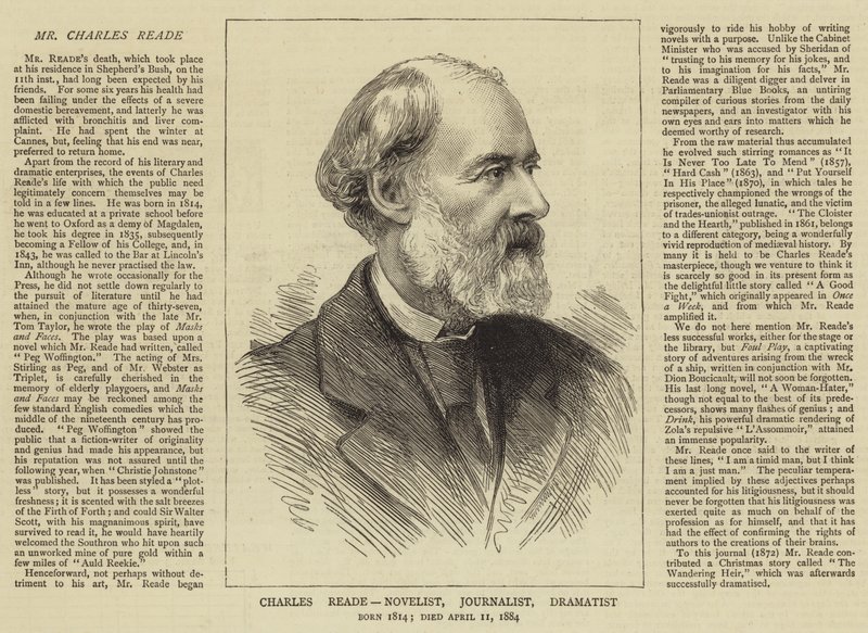 Charles Reade, Novelist, Journalist, Dramatist by English School