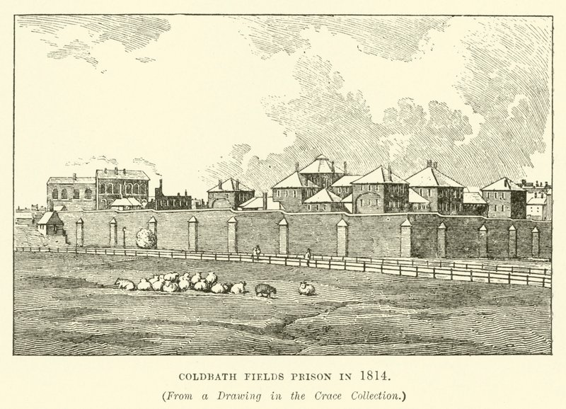 Coldbath Fields Prison in 1814 by English School