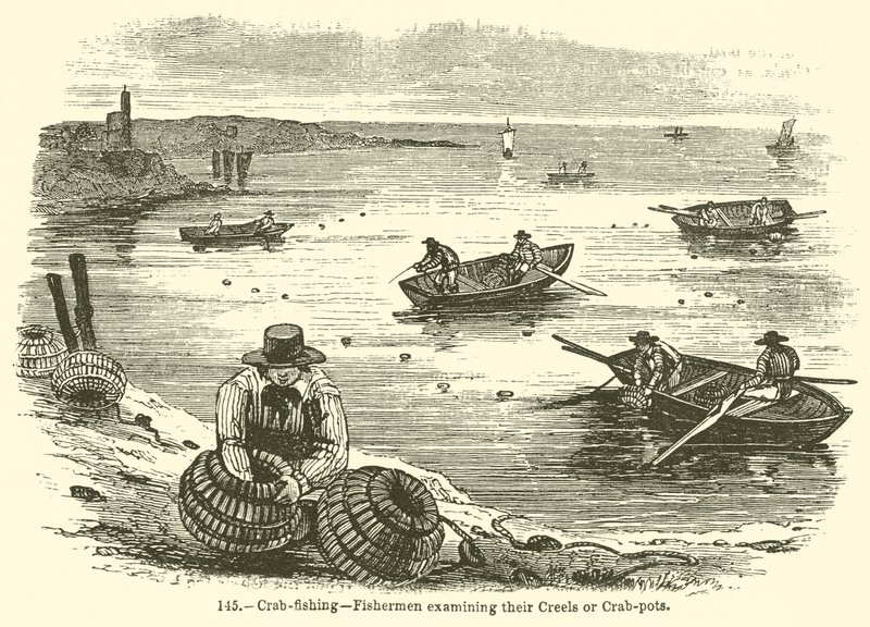Crab-Fishing: Fishermen Examining their Creels or Crab-Pots by English School