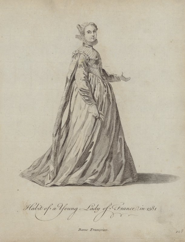 Habit of a Young Lady of France in 1581 by English School