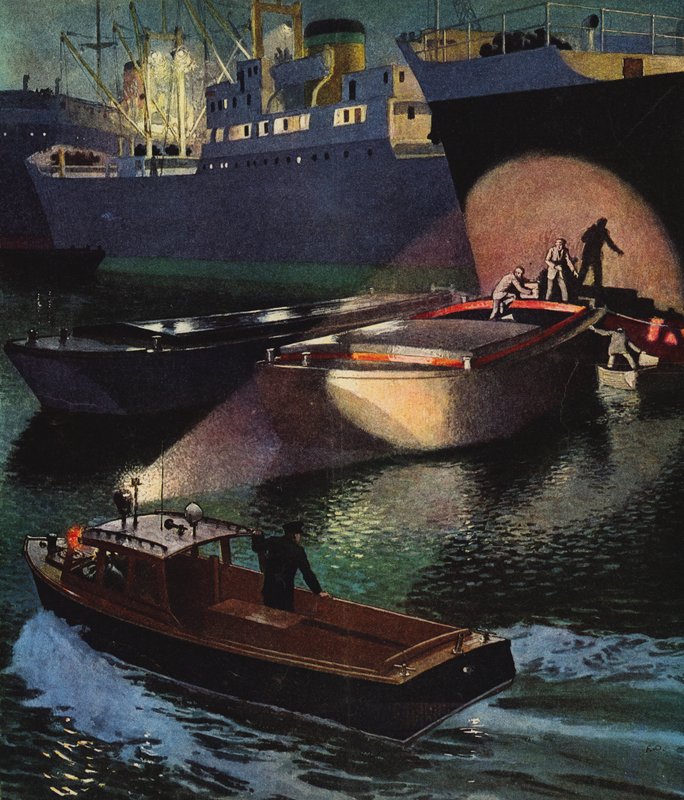 London River Police in action, 1960s by English School