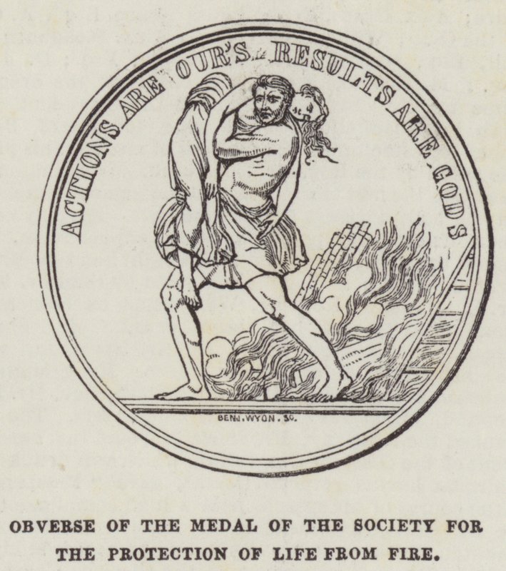 Obverse of the Medal of the Society for the Protection of Life from Fire by English School